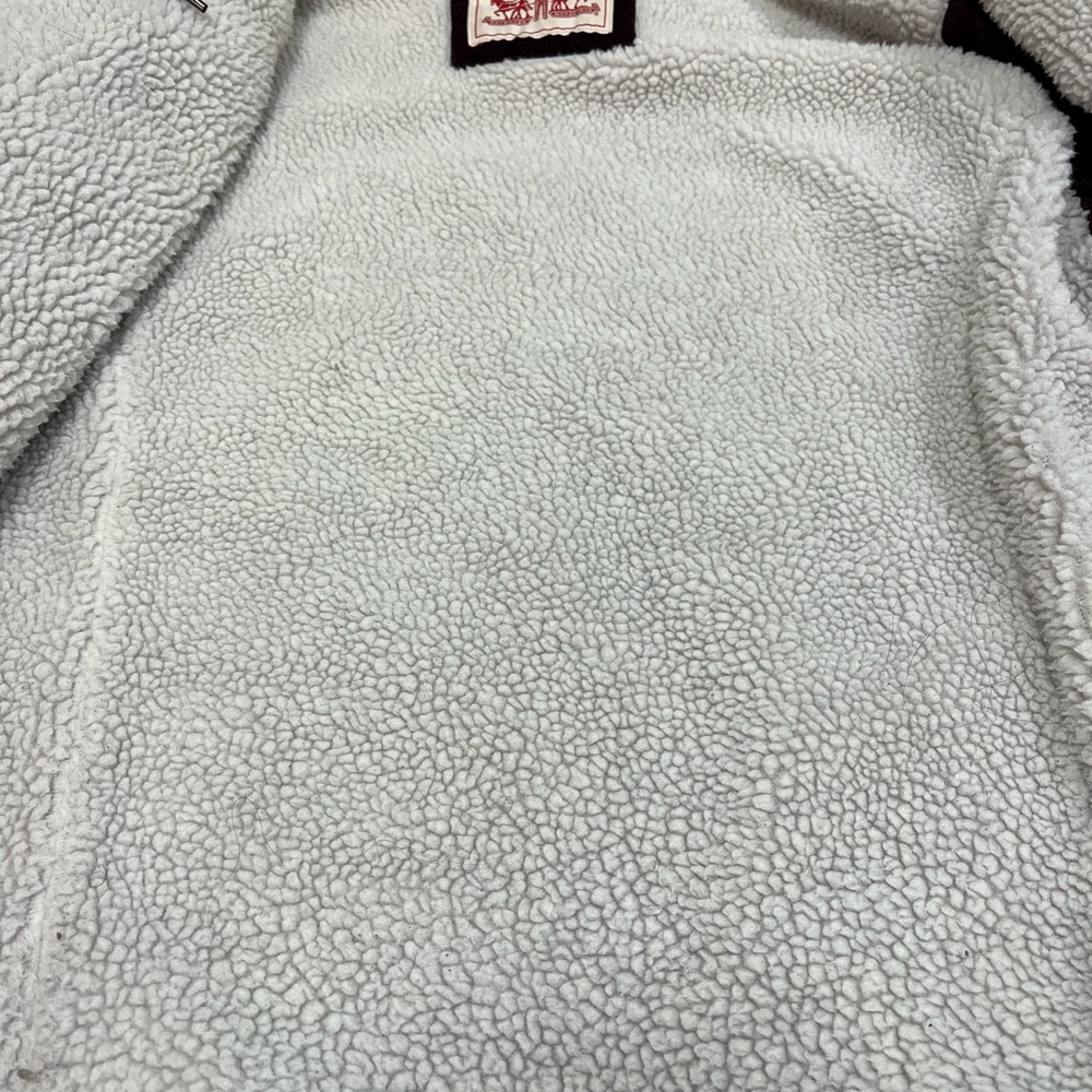 Levi Strauss plum purple sherpa fleece inside corduroy trucker jacket M - Picture 5 of 14